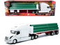 Volvo VN-780 Truck with Flatbed Trailer and Long Pipes White "Long Haul Truckers" Series 1/32 Diecast Model by New Ray  free shipping USA
