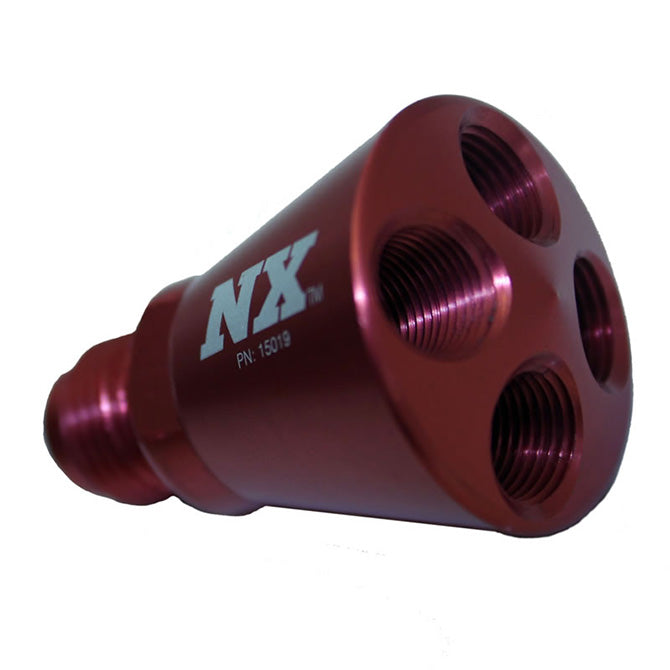 Nitrous Express - 4 PORT SHOWERHEAD DIST BLOCK W/6AN INLET (RED) - 15019R