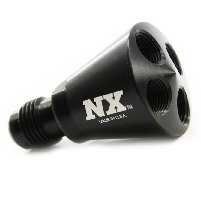 Nitrous Express - 4 PORT SHOWERHEAD DIST BLOCK WITH -6 MALE (BLACK) - 15019