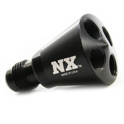 Nitrous Express - 4 PORT SHOWERHEAD DIST BLOCK WITH -6 MALE (BLACK) - 15019