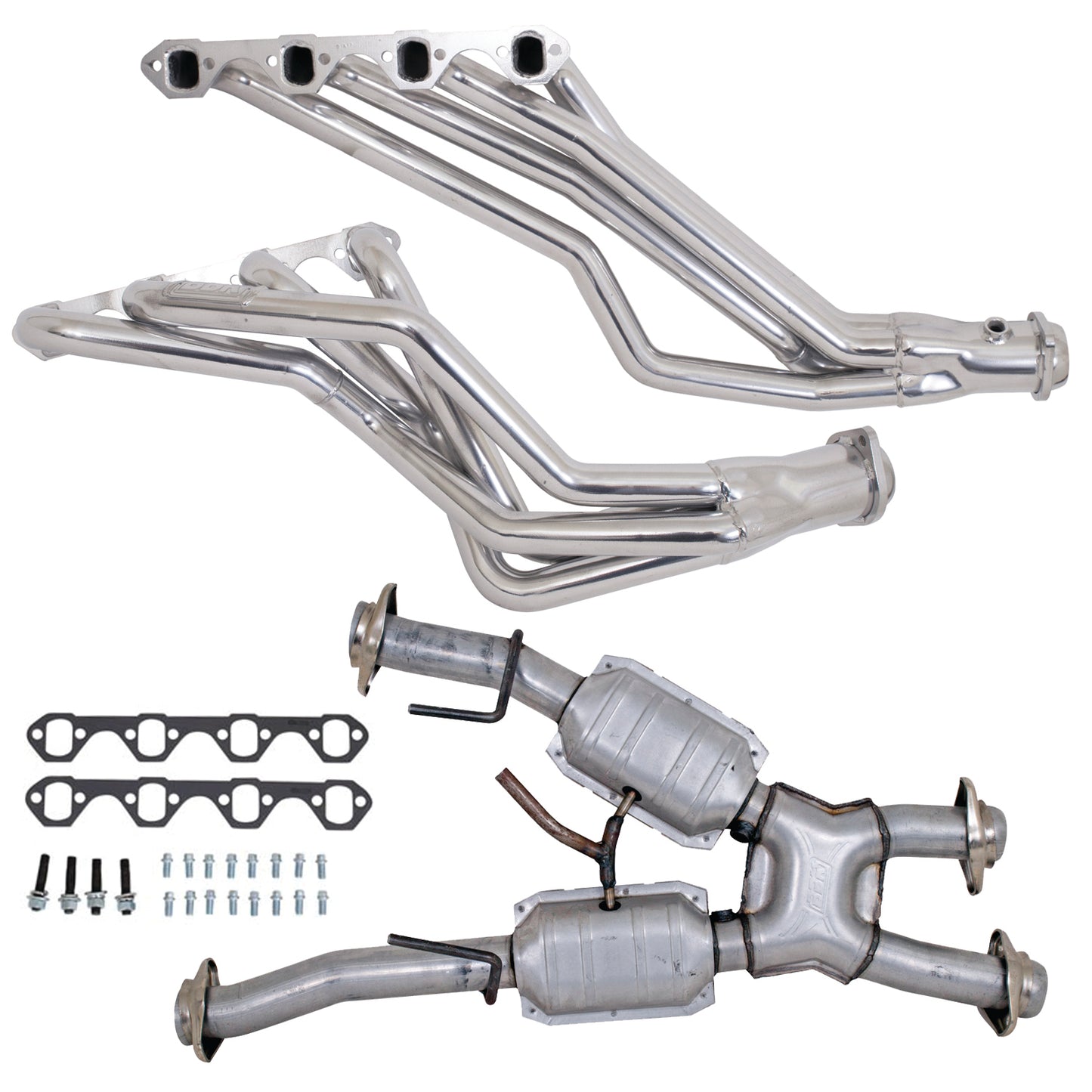 79-93 MUSTANG 5.0 1-5/8 LONG TUBE HEADERS AUTO PLUS MID PIPE (SILVER CERAMIC)