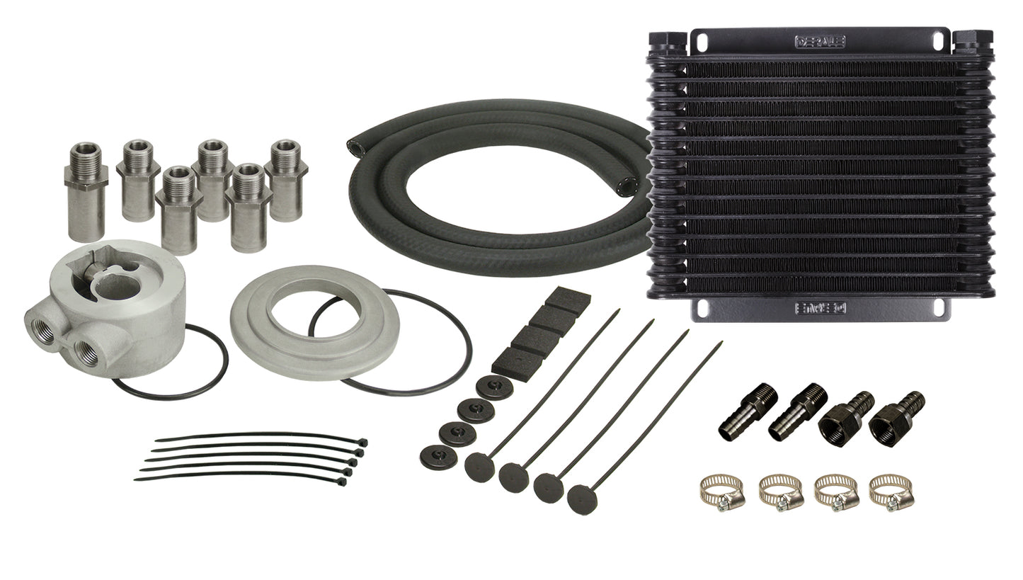 13 Row Plate & Fin Engine Oil Cooler Kit With Sandwich Adapter