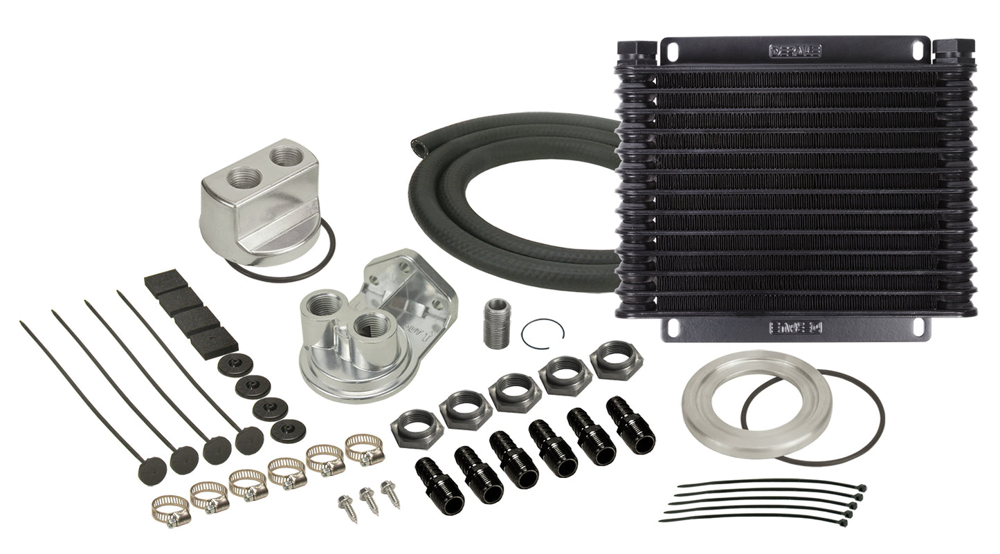 13 Row Plate & Fin Engine Oil Cooler Kit With Spin On Adapter