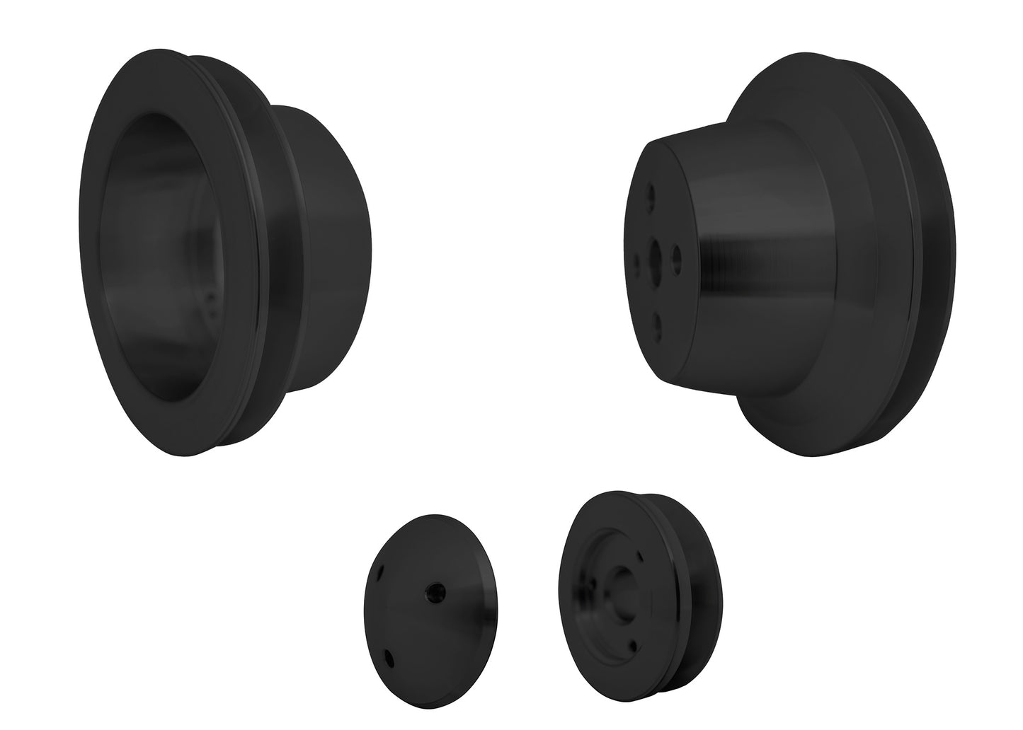 Small Block Ford V-Belt Pulley Kit - 3 Bolt  Early - Black