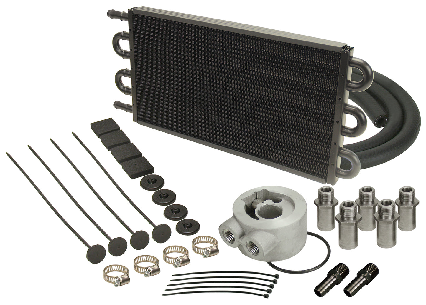 6 Pass Series 7000 Alum/Copper Universal Engine Oil Cooler Kit Sandwich Adapter