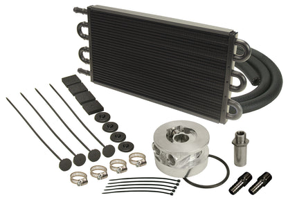 6 Pass Series 7000 Aluminum/Copper GM V8 Engine Oil Cooler Kit Sandwich Adapter