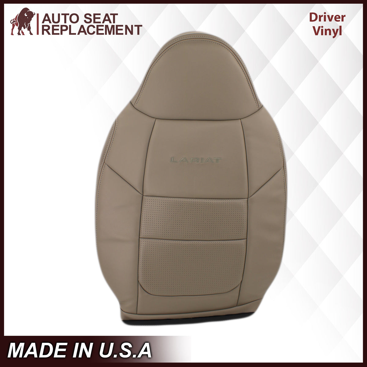 2001 Ford F250 F350 Lariat Perforated Seat Cover in Tan: Choose Leather or Vinyl