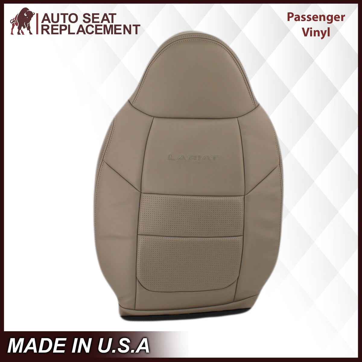 2001 Ford F250 F350 Lariat Perforated Seat Cover in Tan: Choose Leather or Vinyl