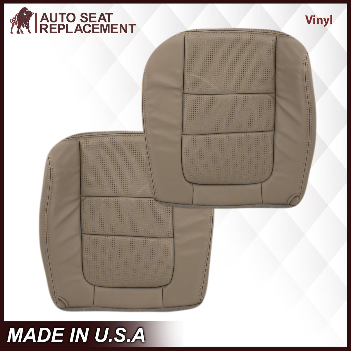 2001 Ford F250 F350 Lariat Perforated Seat Cover in Tan: Choose Leather or Vinyl