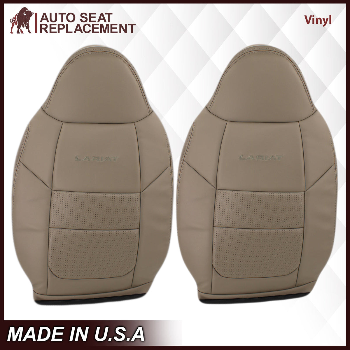 2001 Ford F250 F350 Lariat Perforated Seat Cover in Tan: Choose Leather or Vinyl
