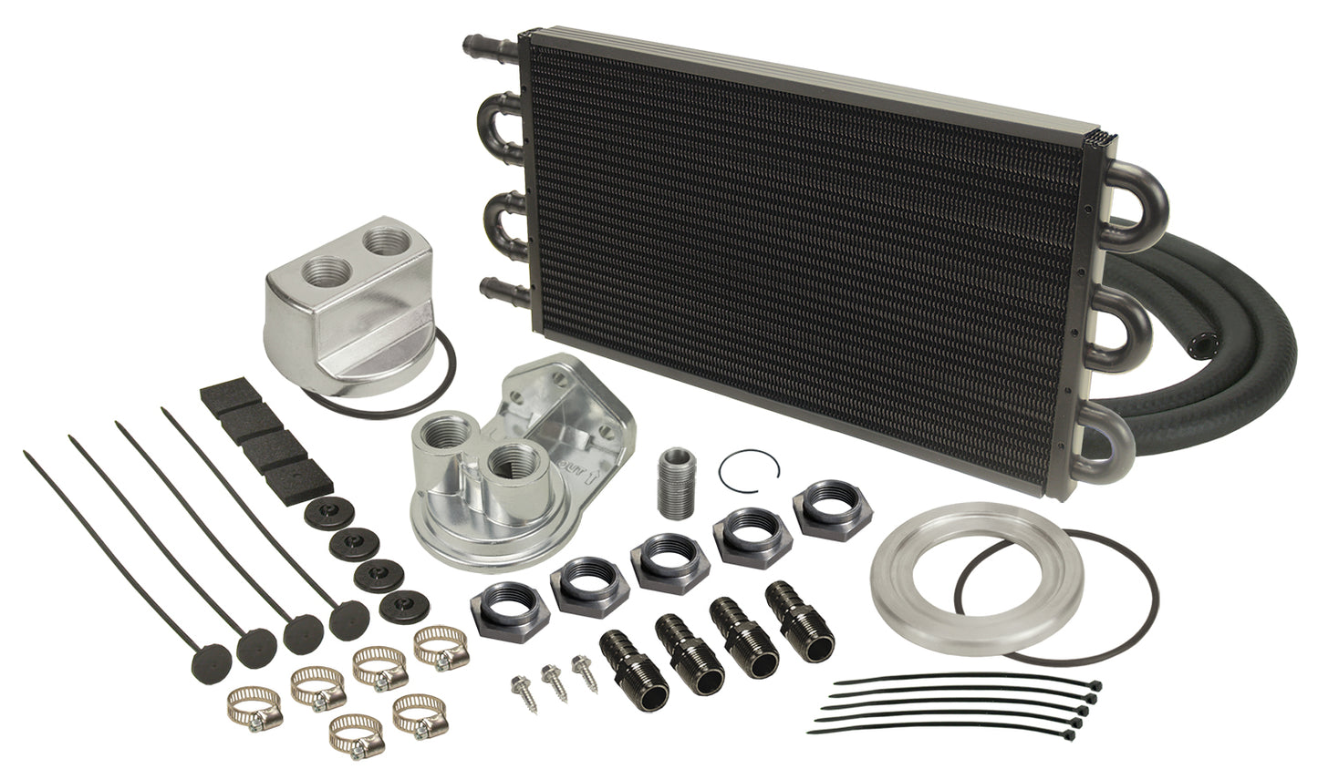 6 Pass Series 7000 Alum/Copper Universal Engine Oil Cooler Kit Spin On Adapter