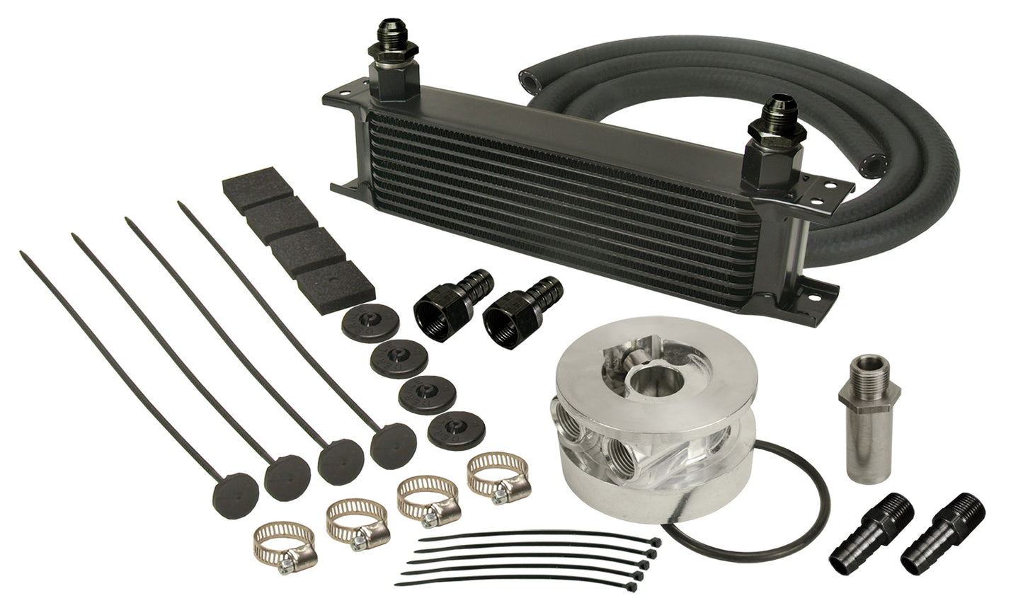 10 Row Series 10000 Stack Plate GM V8 Engine Oil Cooler Kit Sandwich Adapter
