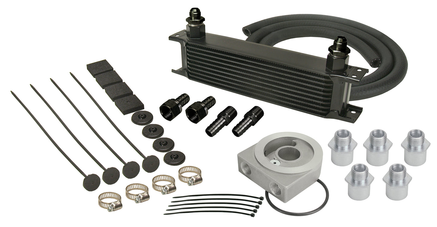 10 Row Series 10000 Stack Plate Univ Engine Oil Cooler Kit Low Profile Adapter