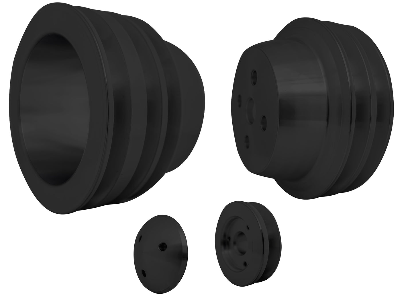 Small Block Ford High Flow Pulley Kit - 3V  3 Bolt - Early - Black