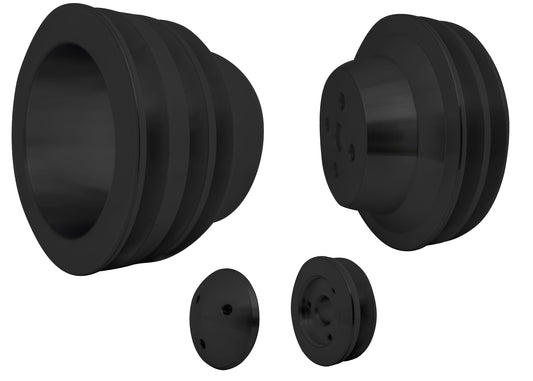 Small Block Ford Pulley Kit - 3V - 3 Bolt - Early - Black