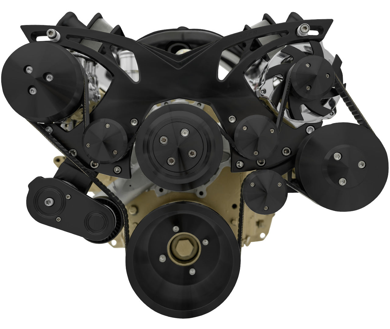 Oldsmobile Style Track Serpentine Kit - AC & PS - Black