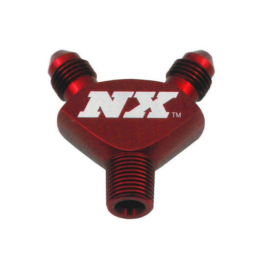 Nitrous Express - 1/8NPT X 3AN X 3AN  BILLET PURE-FLO  Y  FITTING (RED) - 16077
