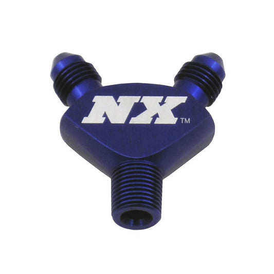 Nitrous Express - 1/8NPT X 3AN X 3AN  BILLET PURE-FLO  Y  FITTING (BLUE) - 16078