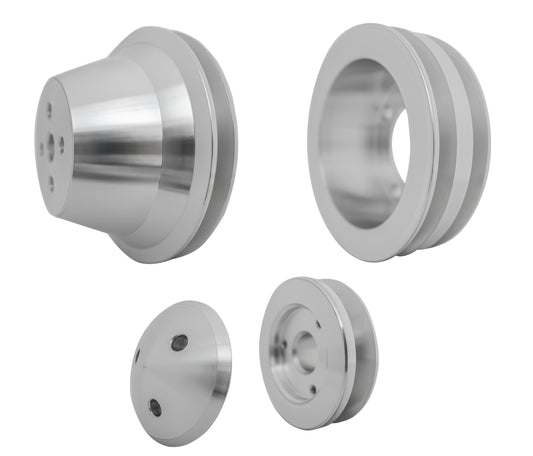 Small Block Ford V-Belt Pulley Kit - 2V Crank  4 Bolt  Late