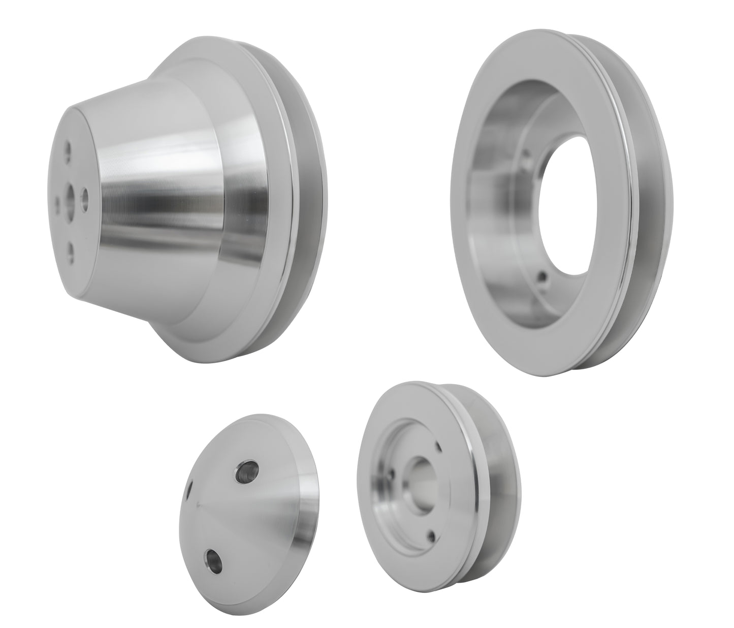 Small Block Ford V-Belt Pulley Kit - 1V - 4 Bolt - Late