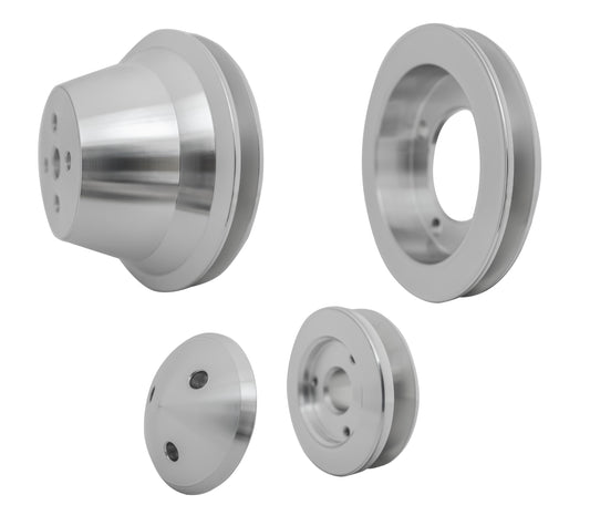 Small Block Ford V-Belt Pulley Kit - 1V - 4 Bolt - Late