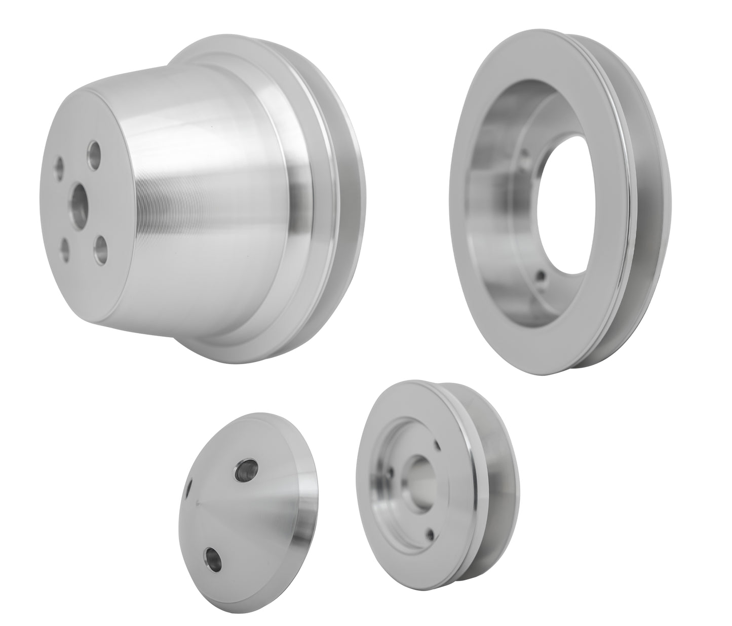 Small Block Ford V-Belt Pulley Kit - High Flow - 1V - 4 Bolt - Late