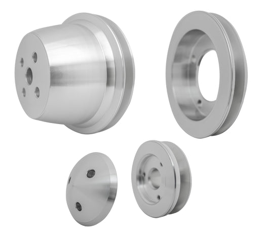 Small Block Ford V-Belt Pulley Kit - High Flow - 1V - 4 Bolt - Late