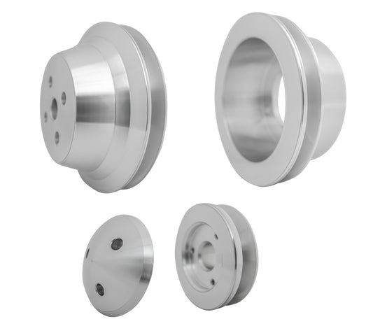 Small Block Ford V-Belt Pulley Kit - High Flow - 1V - 4 Bolt - Late