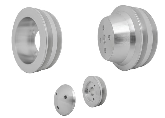 Small Block Ford V-Belt Pulley Kit - High Flow - 2V - 4 Bolt - Late