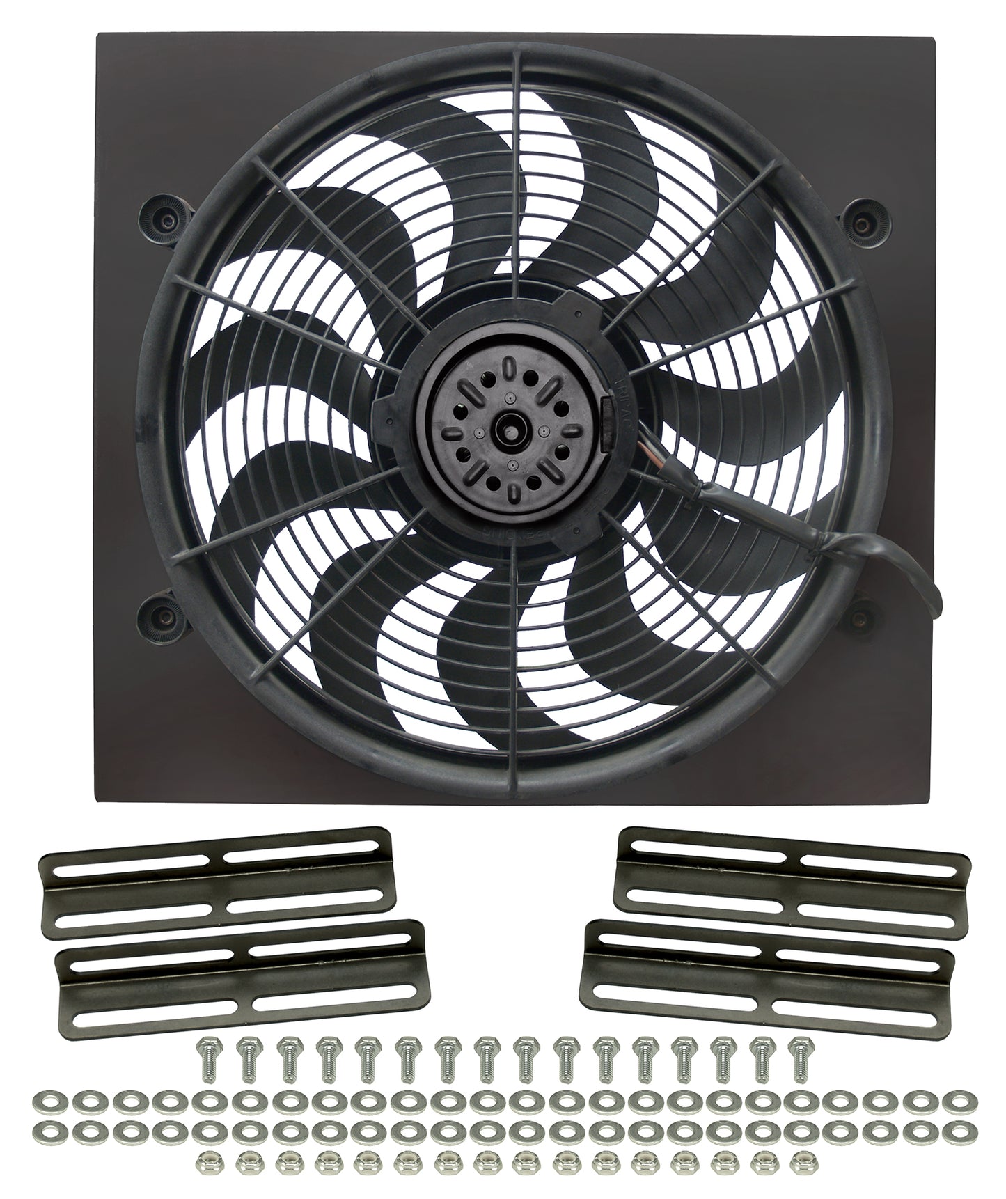 High Output 17" Electric Puller Fan/Black Steel Shroud Kit