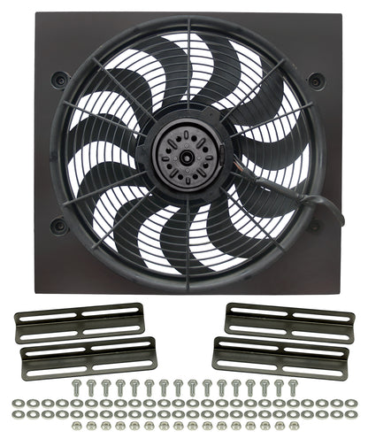 High Output 17" Electric Puller Fan/Black Steel Shroud Kit