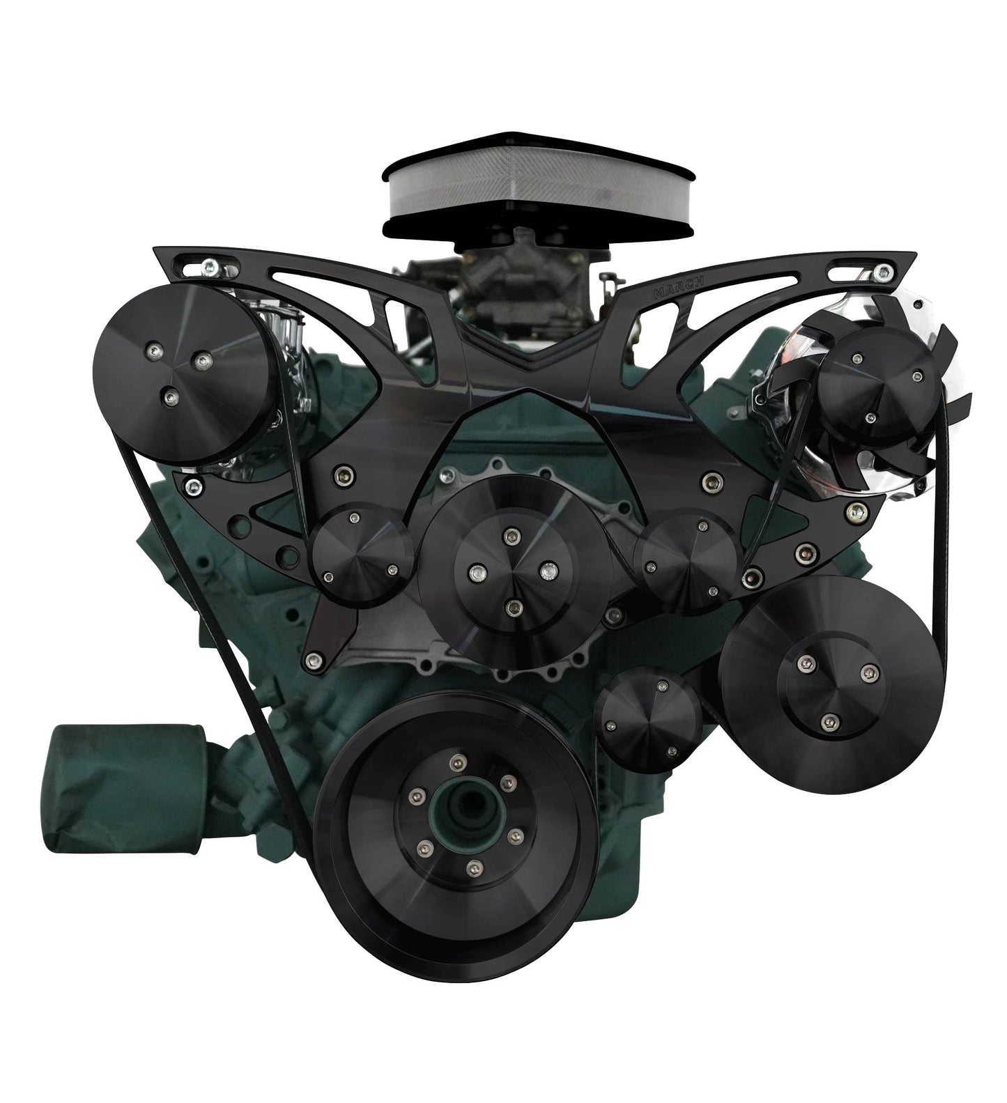 Big Block Buick Style Track Serpentine Kit - AC & PS - Black