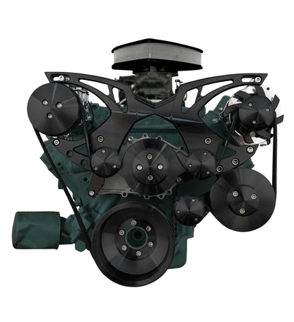 Big Block Buick Style Track Serpentine Kit - AC & PS - Black