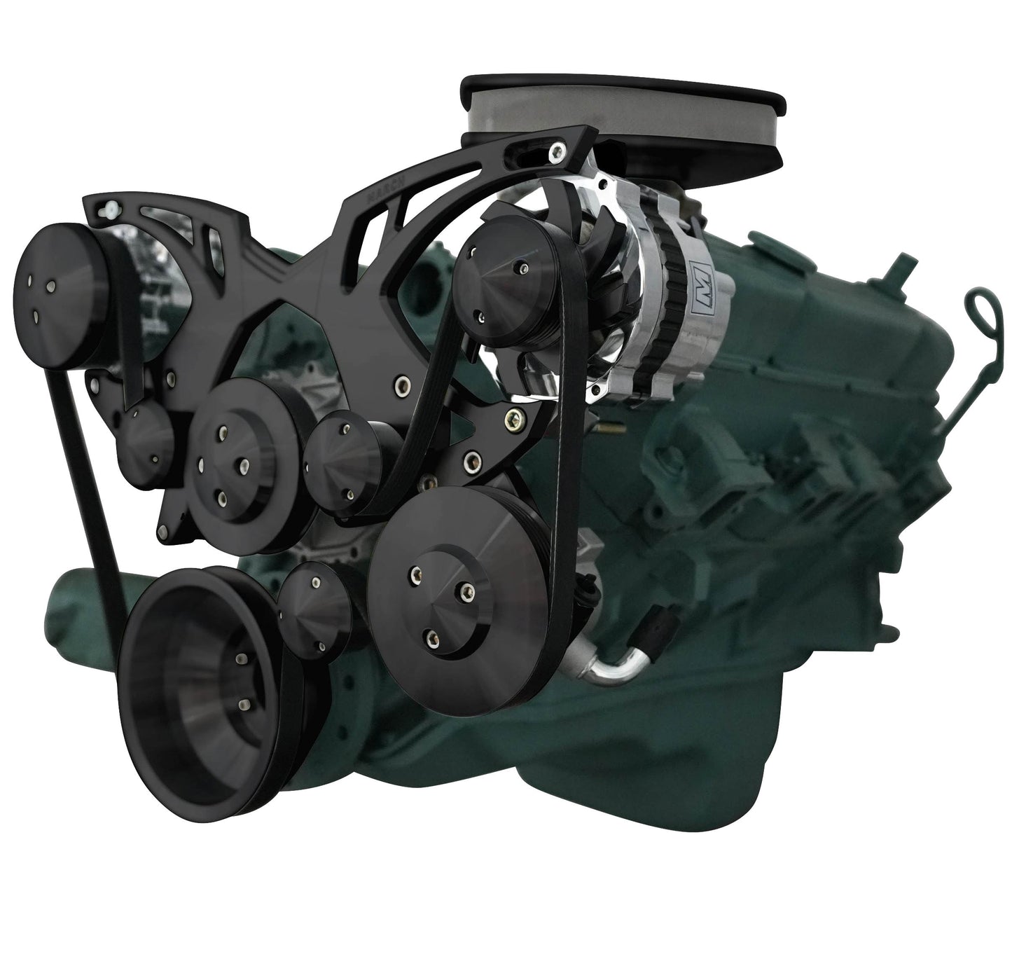 Big Block Buick Style Track Serpentine Kit - AC & PS - Black