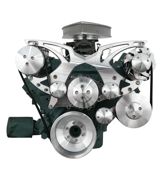 Big Block Buick Style Track Serpentine Kit - AC & PS - Chrome