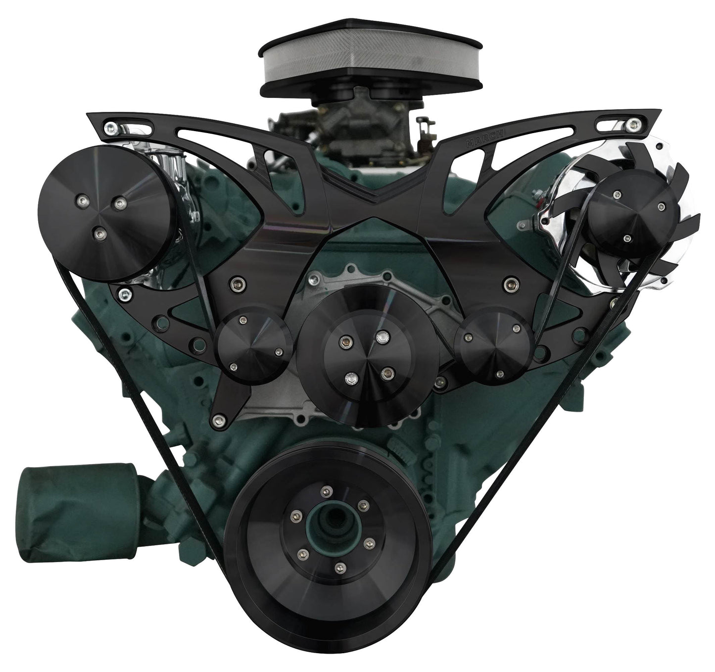 Big Block Buick Style Track Serpentine Kit - AC & ALT - Black