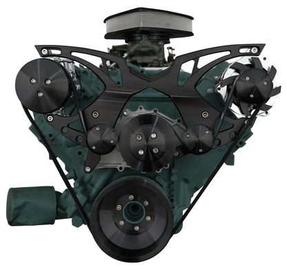 Big Block Buick Style Track Serpentine Kit - AC & ALT - Black