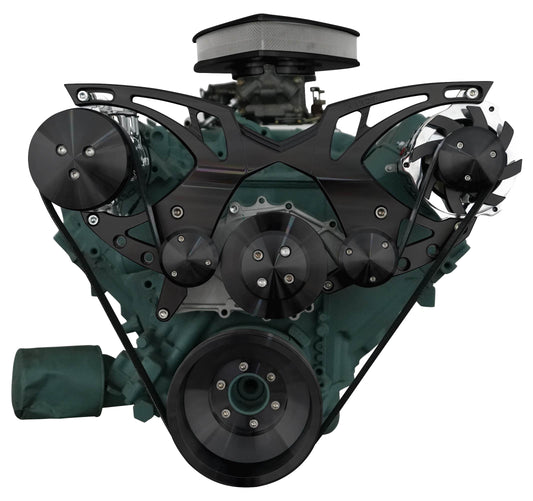 Big Block Buick Style Track Serpentine Kit - AC & ALT - Black