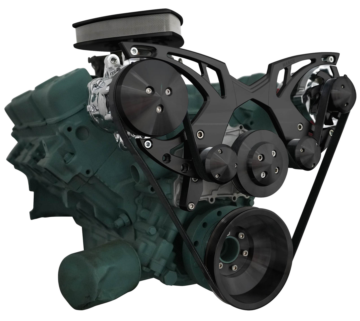 Big Block Buick Style Track Serpentine Kit - AC & ALT - Black