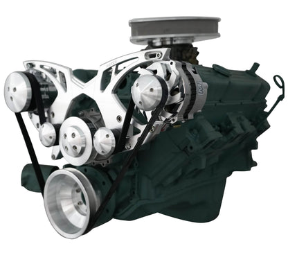 Big Block Buick Style Track Serpentine Kit - AC & ALT - Chrome