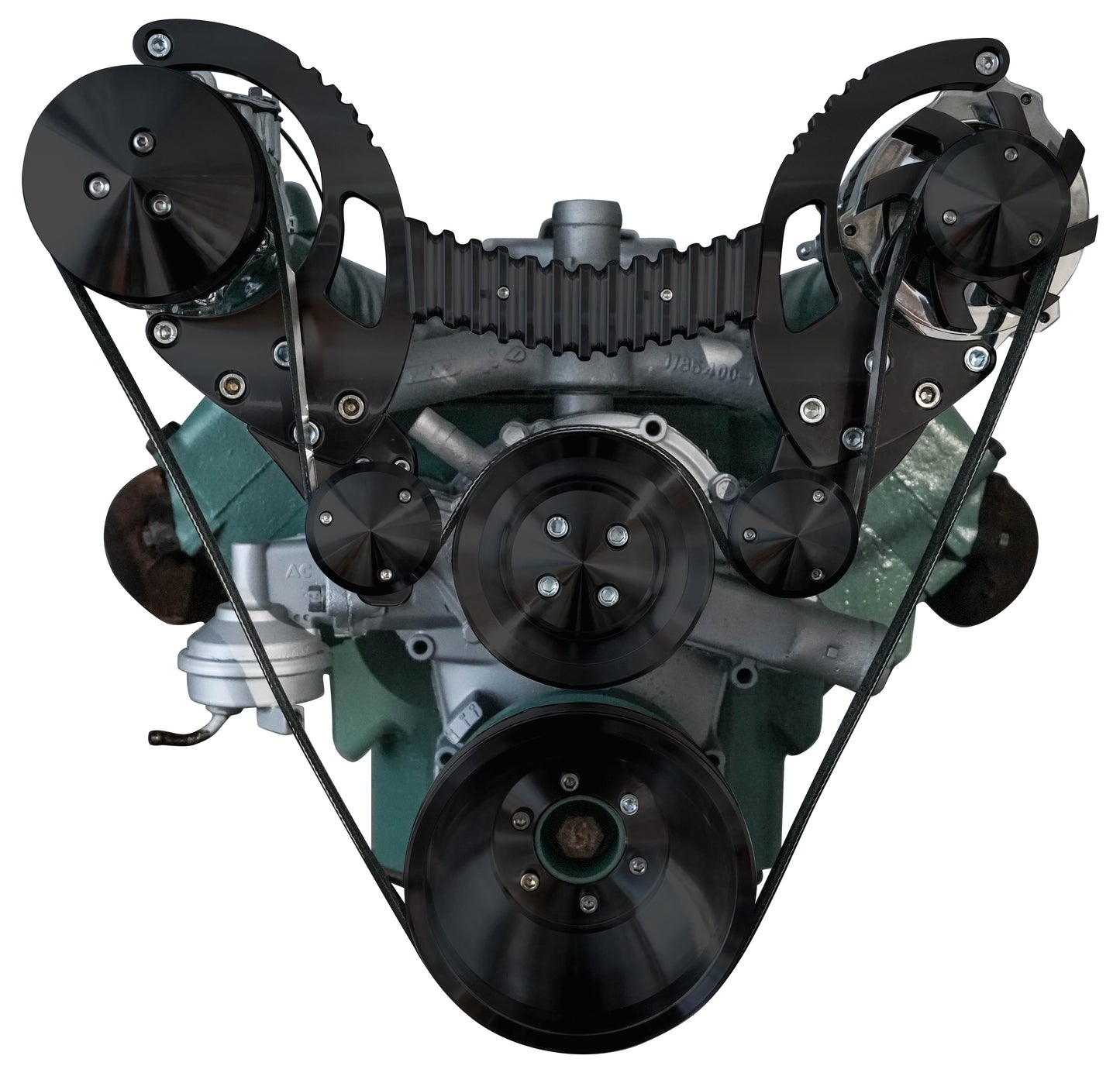 Buick Nailhead Serpentine System - AC & ALT - Black