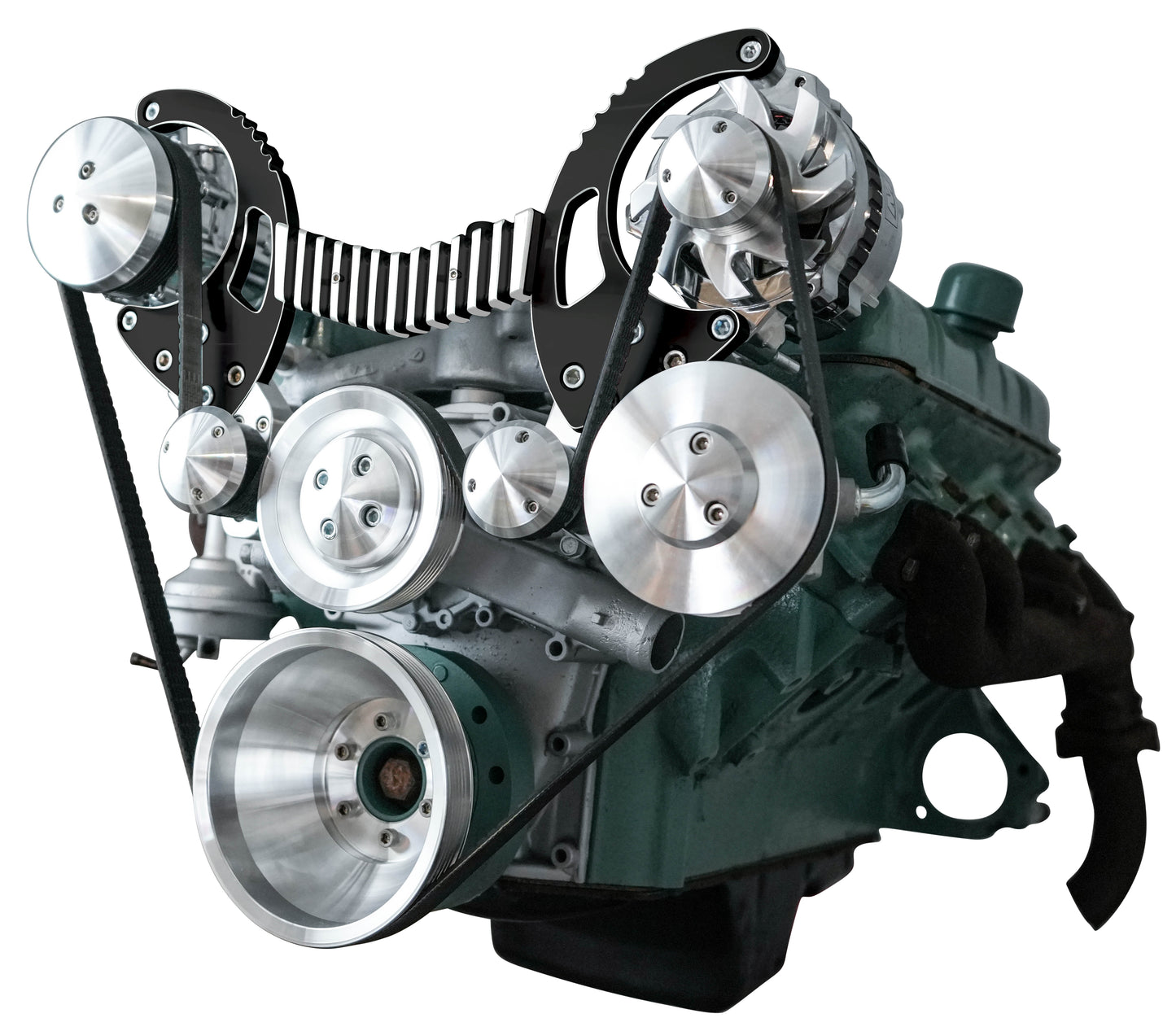 Buick Nailhead Serpentine System - AC & PS - Black Onyx