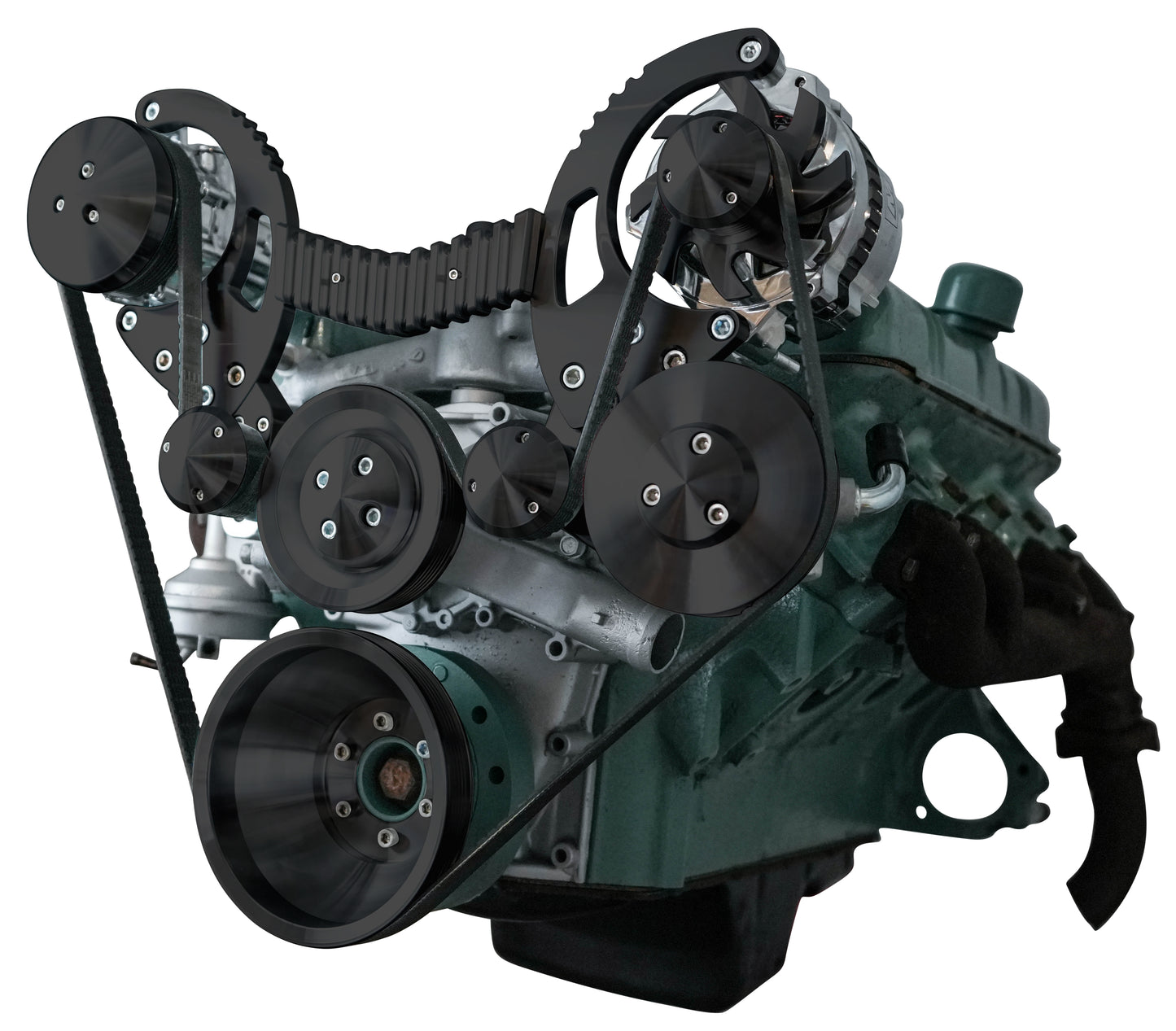 Buick Nailhead Serpentine System - AC & PS - Black
