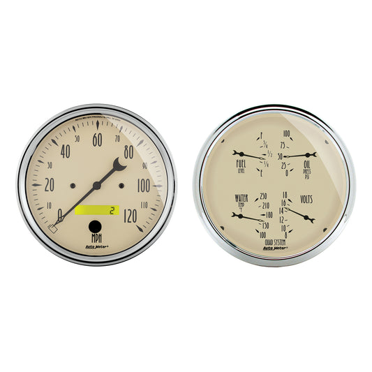 2 PC. GAUGE KIT 5 In. QUAD & SPEEDOMETER 240-33 O ANTIQUE BEIGE