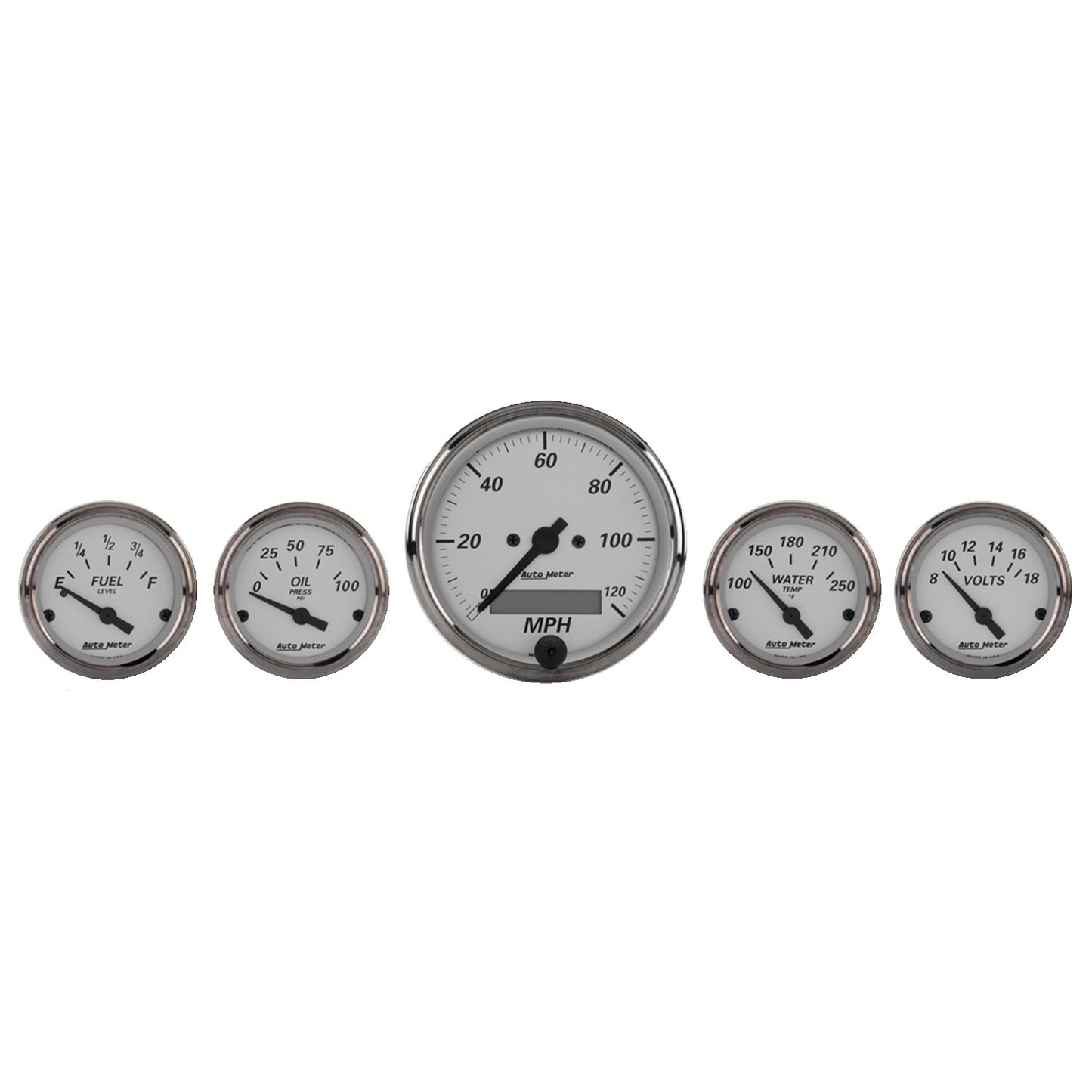 5 PC. GAUGE KIT 3-1/8 In. & 2-1/16 In.  ELEC. SPEEDOMETER AMERICAN PLATINUM