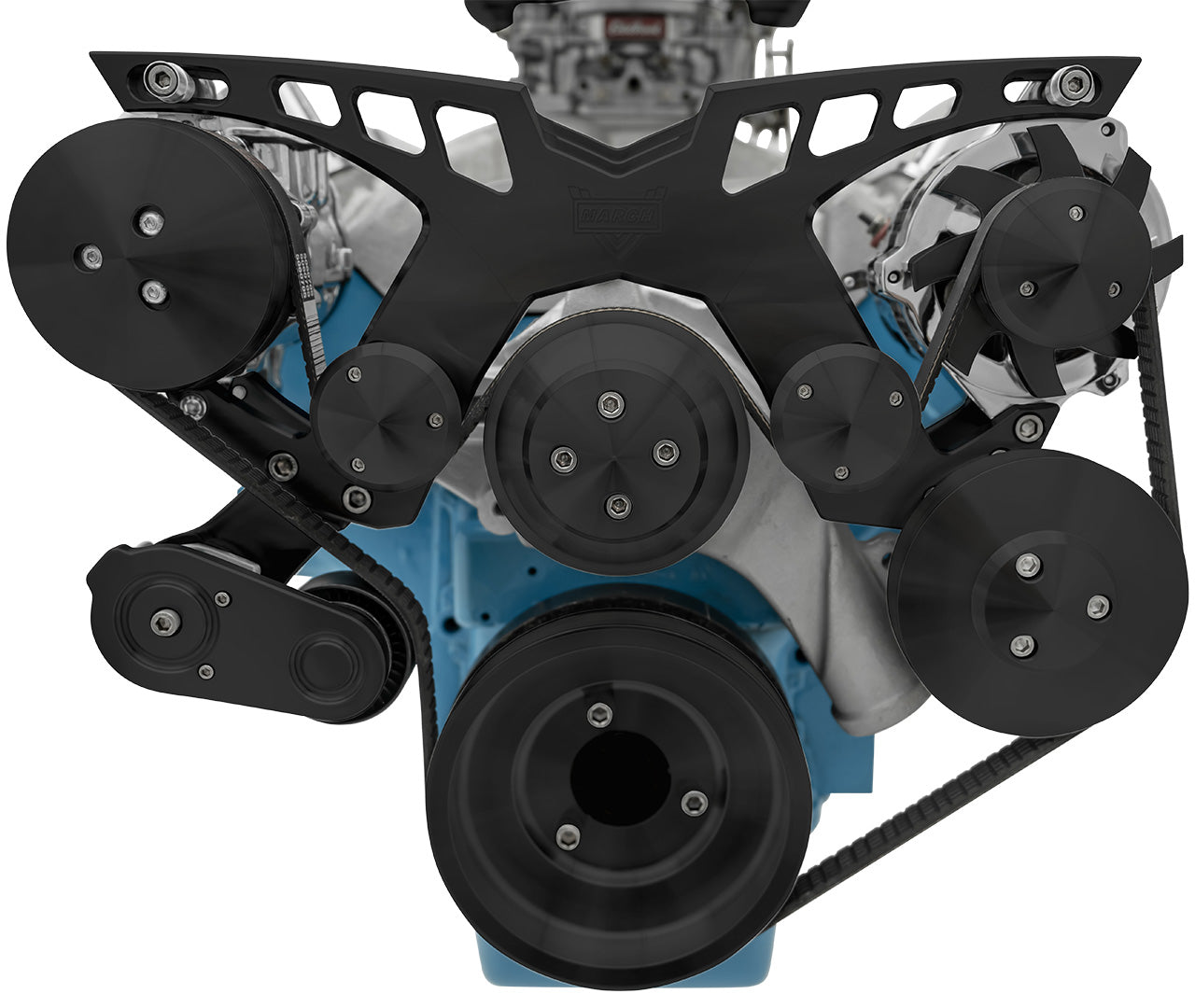 Ford FE Pro-Track Serpentine System - AC & PS - Black
