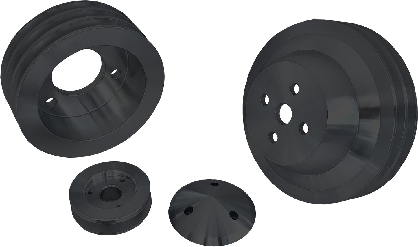 Ford FE V-Belt Pulley Kit - 2V - Black - High Flow