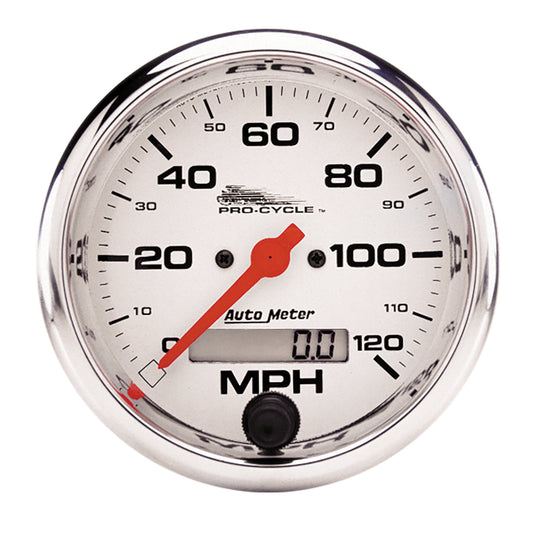 3-3/4 In. SPEEDOMETER 0-120 MPH WHITE PRO-CYCLE