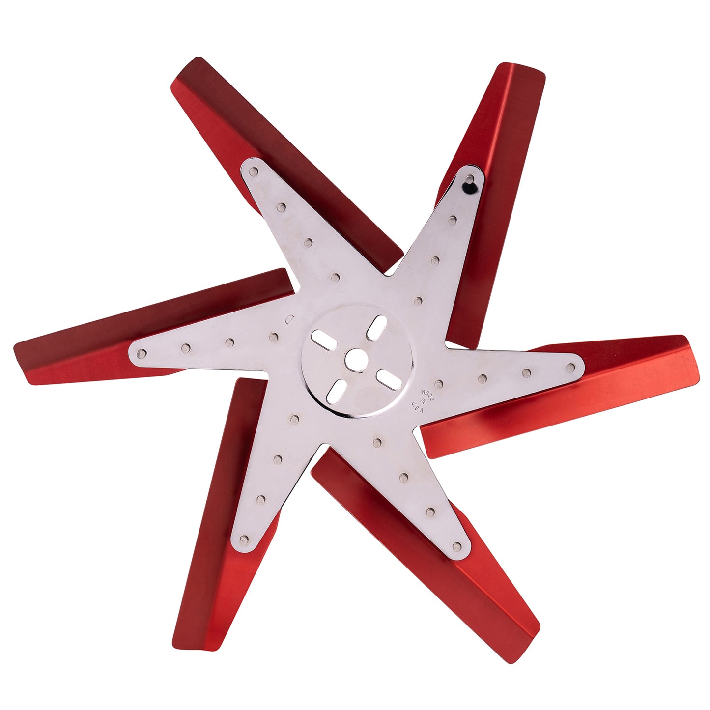 18" High Performance Aluminum Standard Rotation Flex Fan Red Blade W/ Chrome Hub