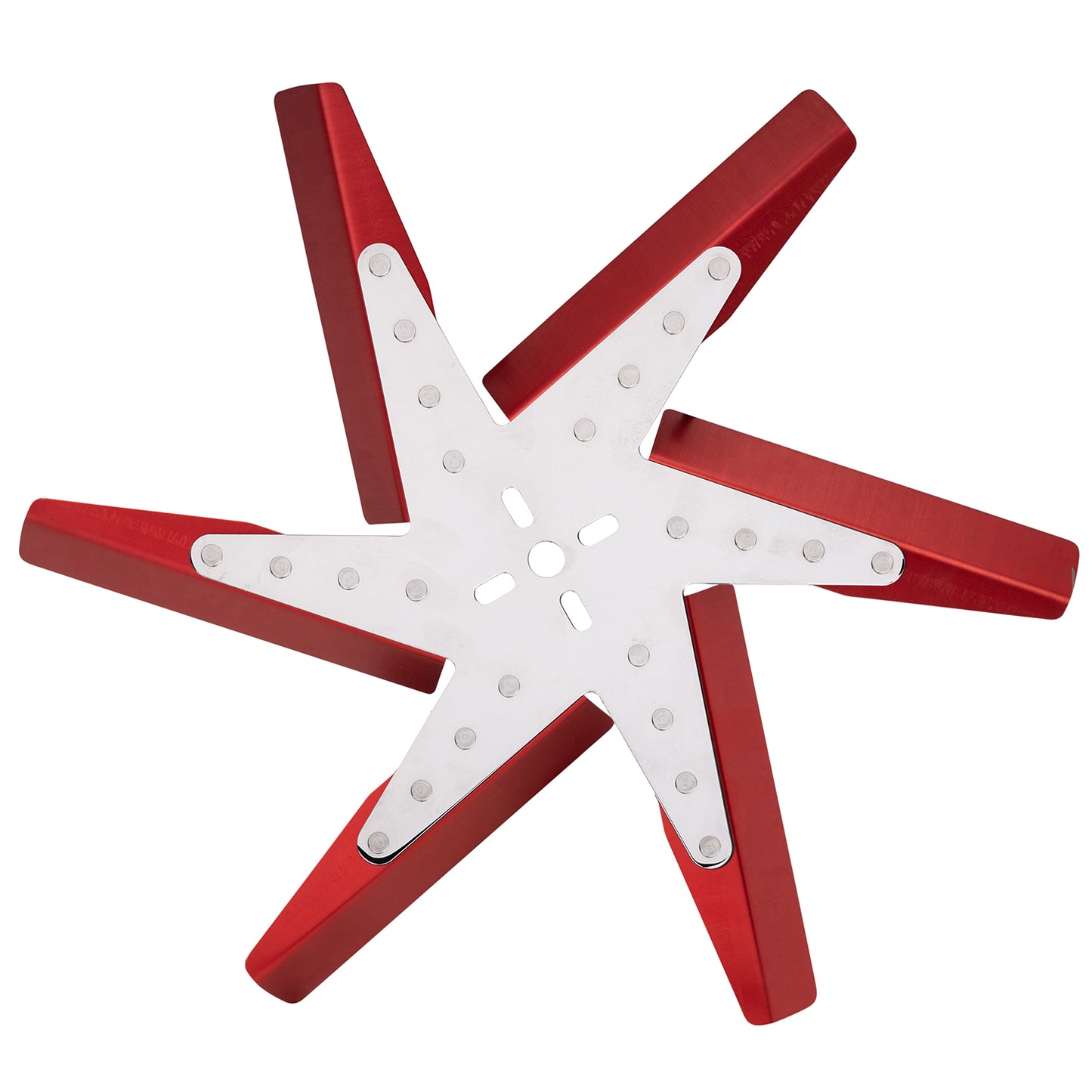 18" High Performance Aluminum Standard Rotation Flex Fan Red Blade W/ Chrome Hub